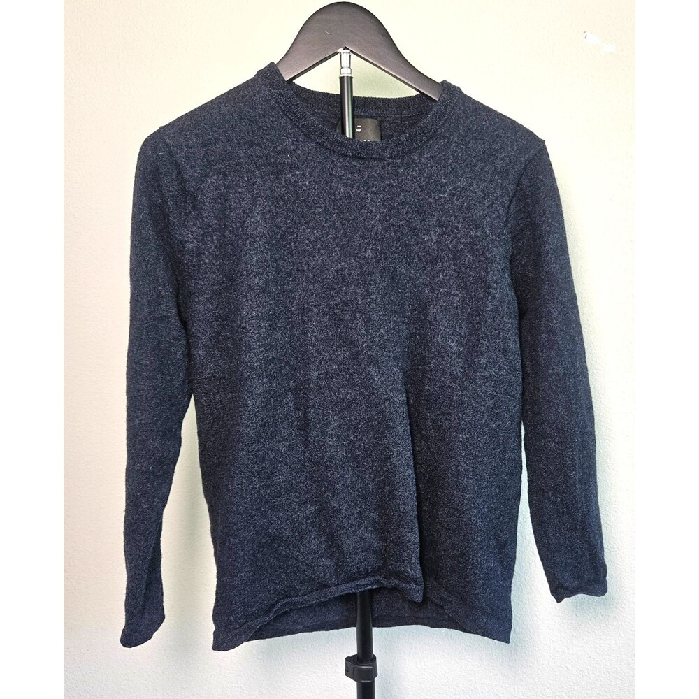 01.ALGO Merino Wool Sweater Womens L Blue Crew Neck Minimalist Soft Knit‎